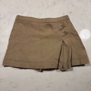 Lands' End Khaki Pleated Skort with Side Button Detail